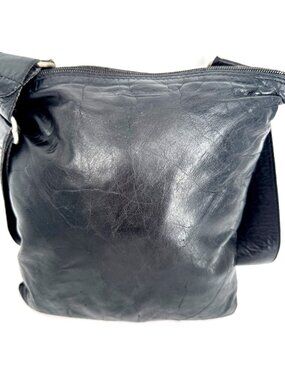 Vintage Rugby North America  Black Luxury Leather Crossbody Bag Made In Canada